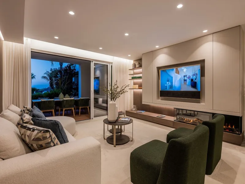 This exceptional ground-floor apartment combines luxury, comfort, and tranquility in perfect harmony. Featuring three spacious bedrooms and two bathrooms across 126 sqm of thoughtfully designed living space, the home offers an open-plan layout that unites
