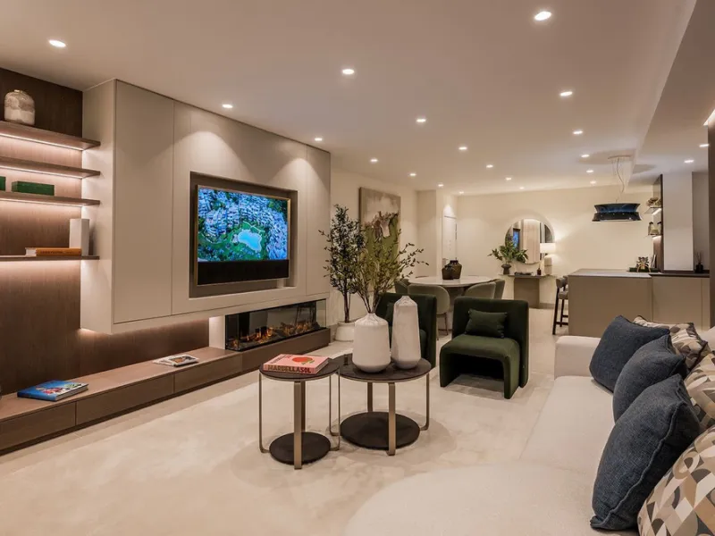 This exceptional ground-floor apartment combines luxury, comfort, and tranquility in perfect harmony. Featuring three spacious bedrooms and two bathrooms across 126 sqm of thoughtfully designed living space, the home offers an open-plan layout that unites