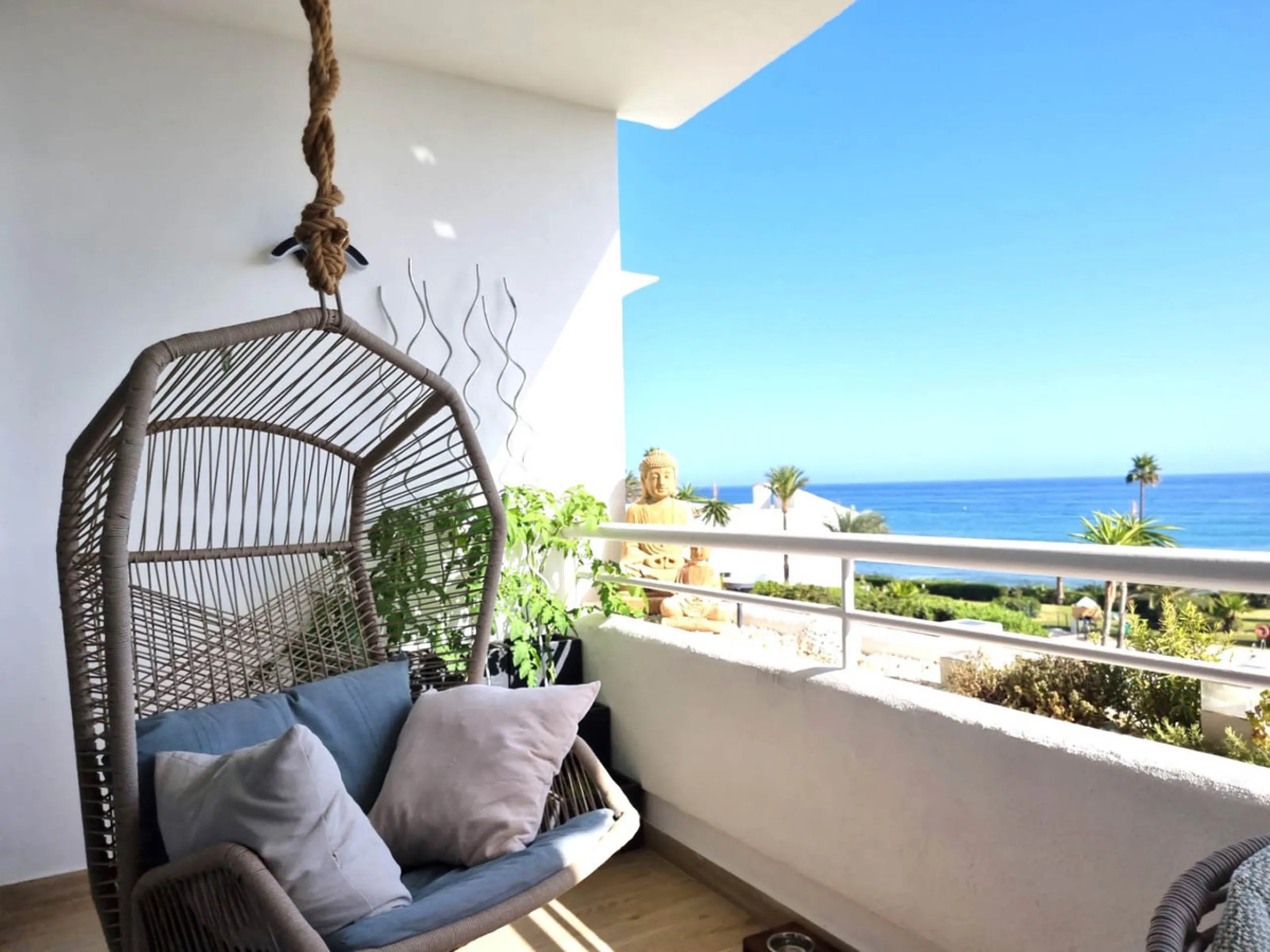 Step into coastal luxury with this exceptional 1-bedroom, 70 m² beachfront apartment, located in the prestigious Miraflores community on the Costa del Sol. Immaculately refurbished to the highest standards, this rare gem offers breathtaking Mediterranean 