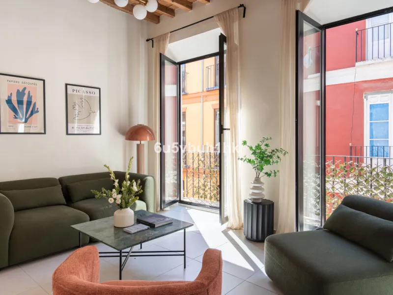 Imagine living in Málaga's historic center, on a wide and quiet street just a stone's throw from Calle Carretería. This apartment has something rare—a feeling of space, privacy, and uplifting light that fills every room. Step out onto any of the three sun