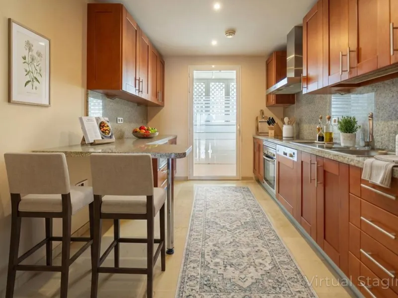 Discover this stunning and exceptionally spacious 3-bedroom, 3-bathroom apartment located in the sought-after area of La Cala Golf. Boasting an elegant and bright living area, the property opens up to a generous terrace with breathtaking views over the Eu