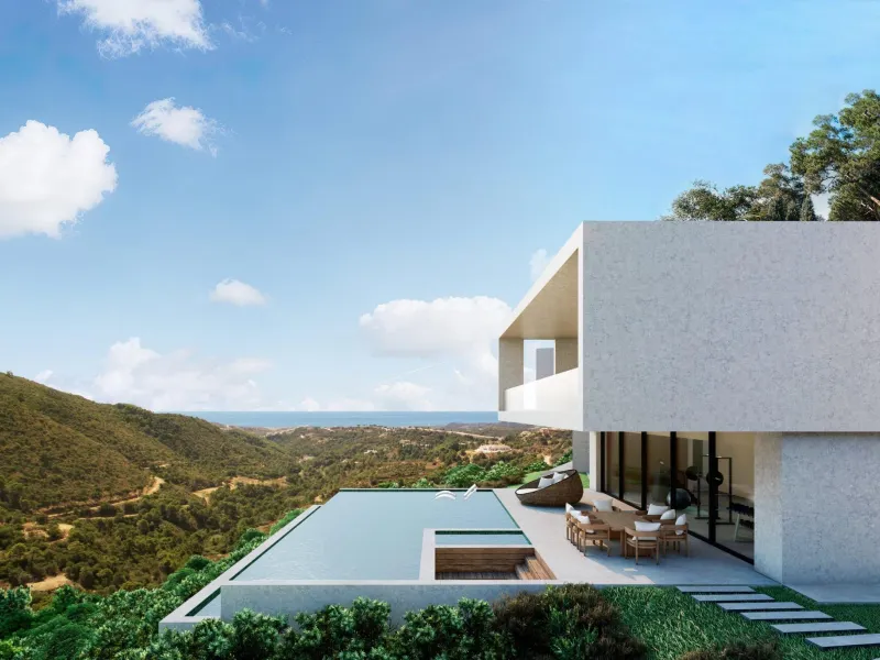 Newly built luxury villa in Monte Mayor, Benahavís: nature, privacy and sea views& & Exclusive contemporary villa in the heart of the Monte Mayor valley& This exceptional newly built villa in Monte Mayor, located in the hills of Benahavís, offers