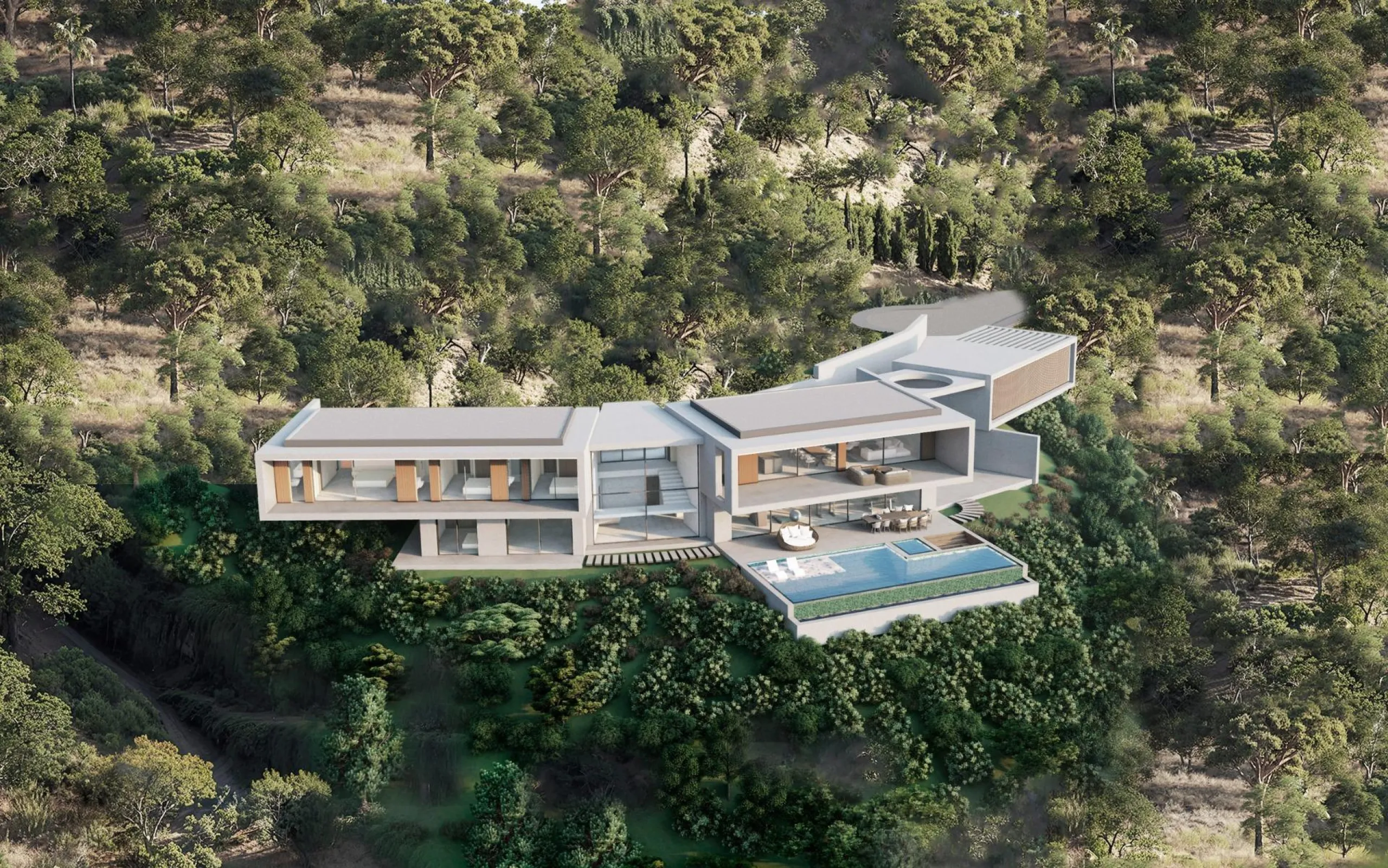 Newly built luxury villa in Monte Mayor, Benahavís: nature, privacy and sea views& & Exclusive contemporary villa in the heart of the Monte Mayor valley& This exceptional newly built villa in Monte Mayor, located in the hills of Benahavís, offers