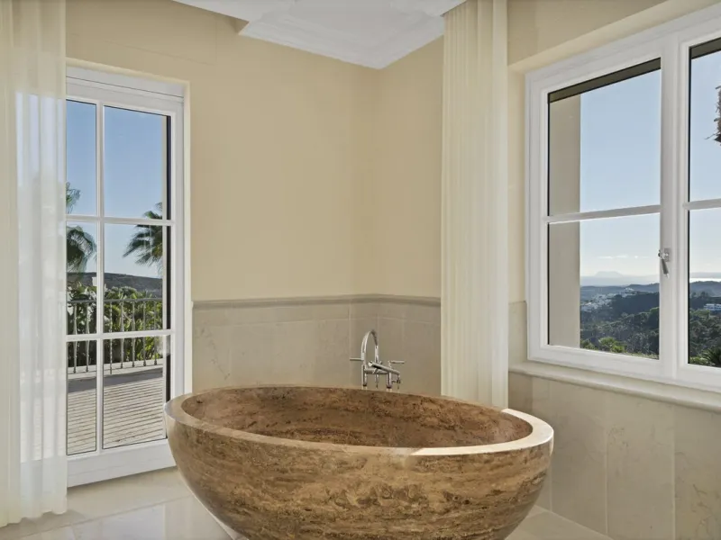 This exclusive property offers stunning views of the sea, the Spanish and African coasts and Gibraltar and is situated in a very private and protected location in the elegant and gated Marbella Club Golf Resort. Built with the highest quality; solid woode