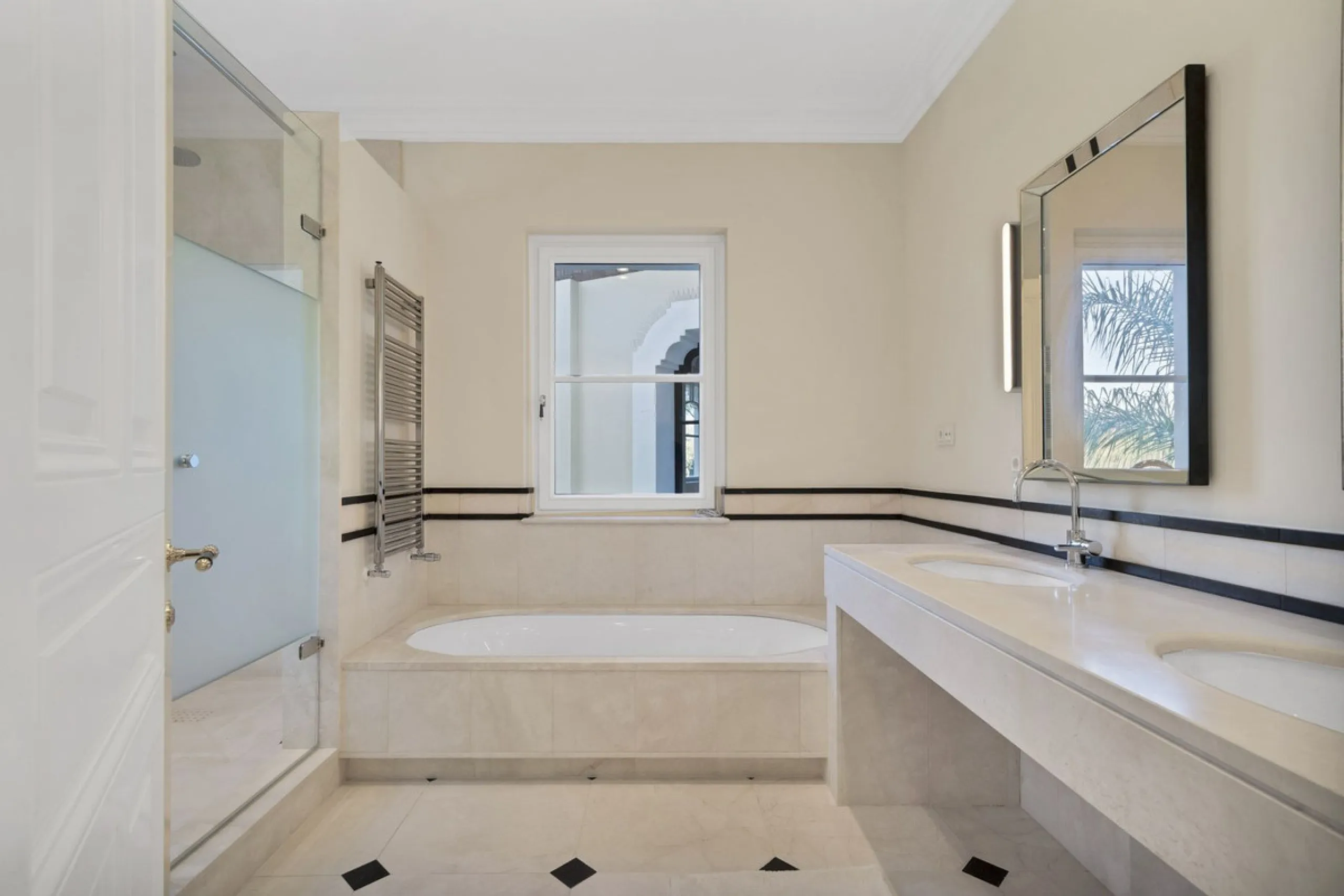 This exclusive property offers stunning views of the sea, the Spanish and African coasts and Gibraltar and is situated in a very private and protected location in the elegant and gated Marbella Club Golf Resort. Built with the highest quality; solid woode