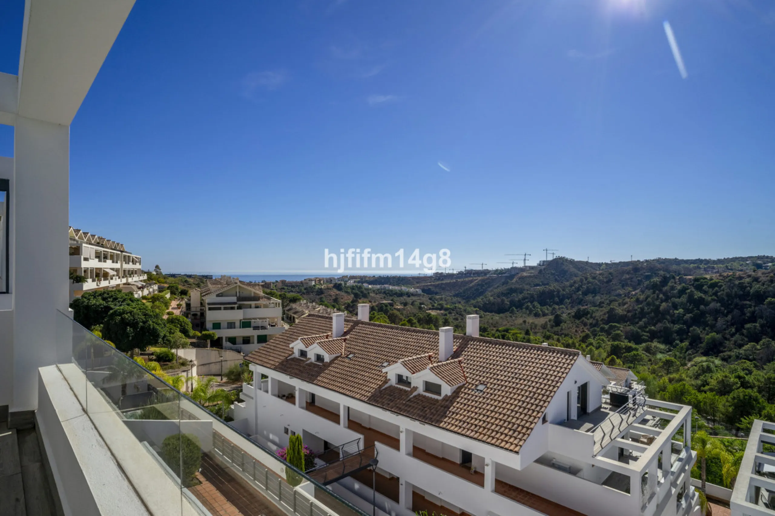 This stunning 2-bedroom duplex penthouse for sale in Ocean Hills, Estepona offers modern, luxurious living with breathtaking panoramic views of the Mediterranean Sea, the surrounding mountains, and the protected natural park that borders the community. Si