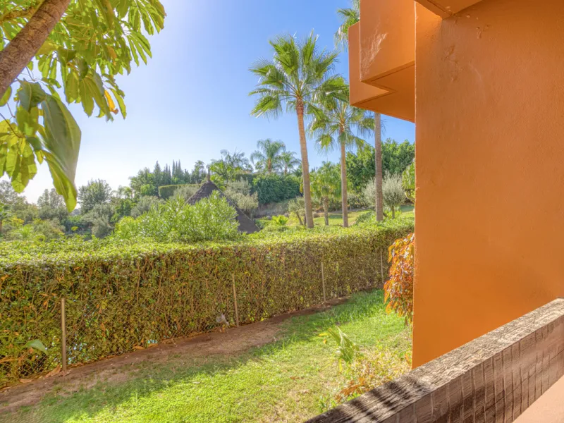 Elegant ground-floor apartment located in one of the most exclusive and peaceful developments in Nueva Andalucía. This carefully maintained property offers the perfect blend of comfort, privacy, and Mediterranean charm. It features two spacious bedrooms a