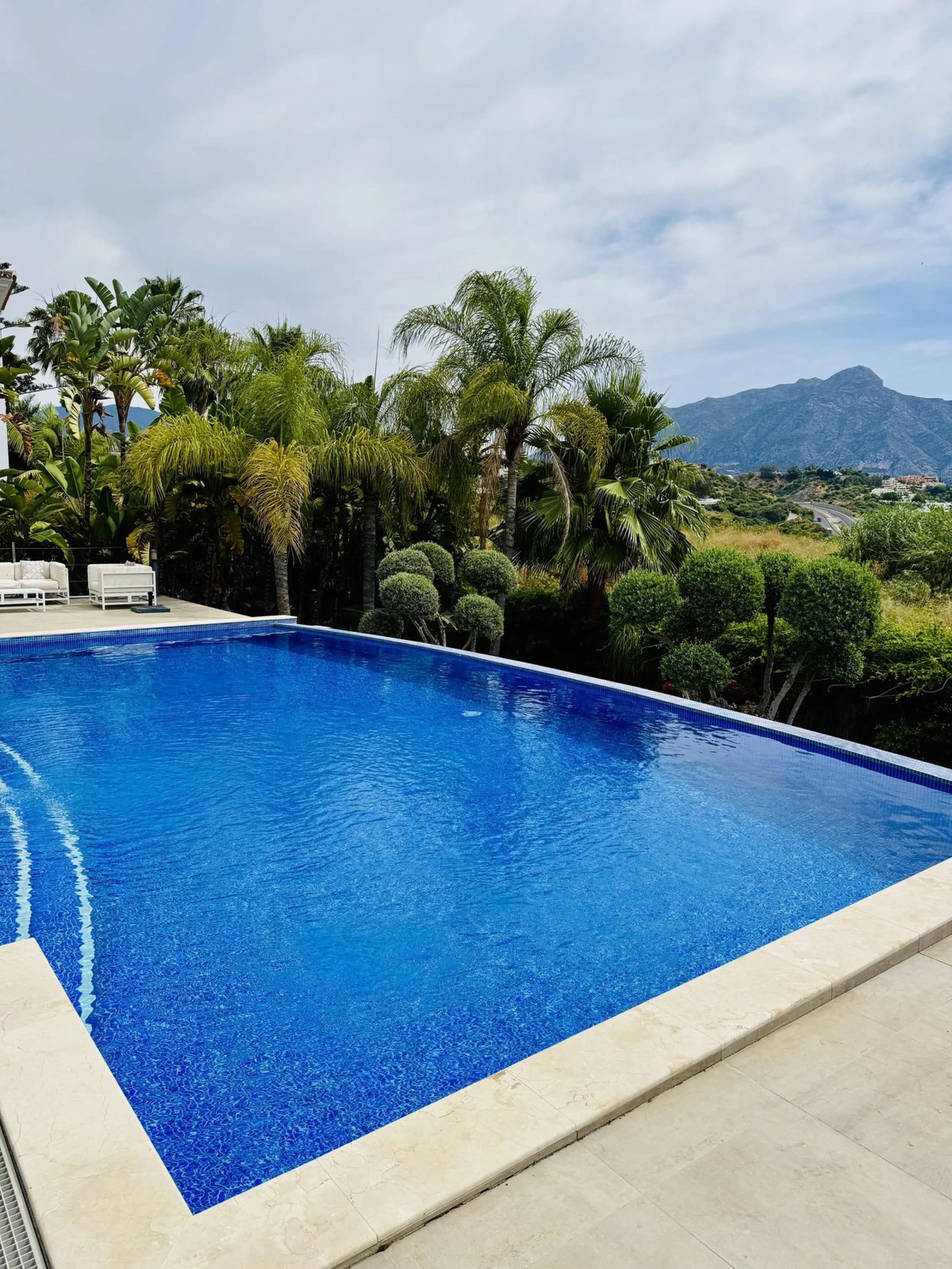 Amazing views from a super, ultra modern house with double height ceilings.
