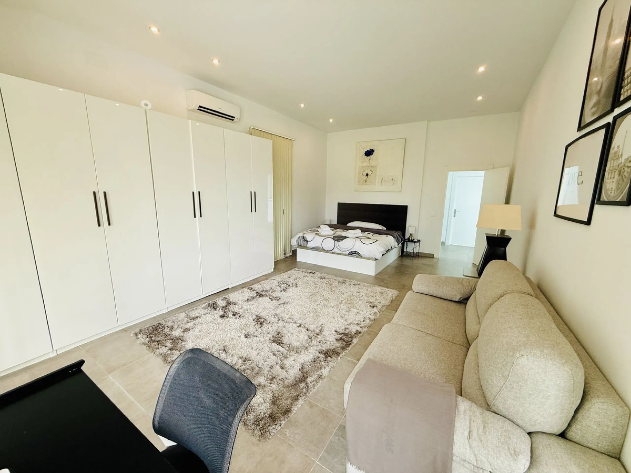 Amazing views from a super, ultra modern house with double height ceilings.