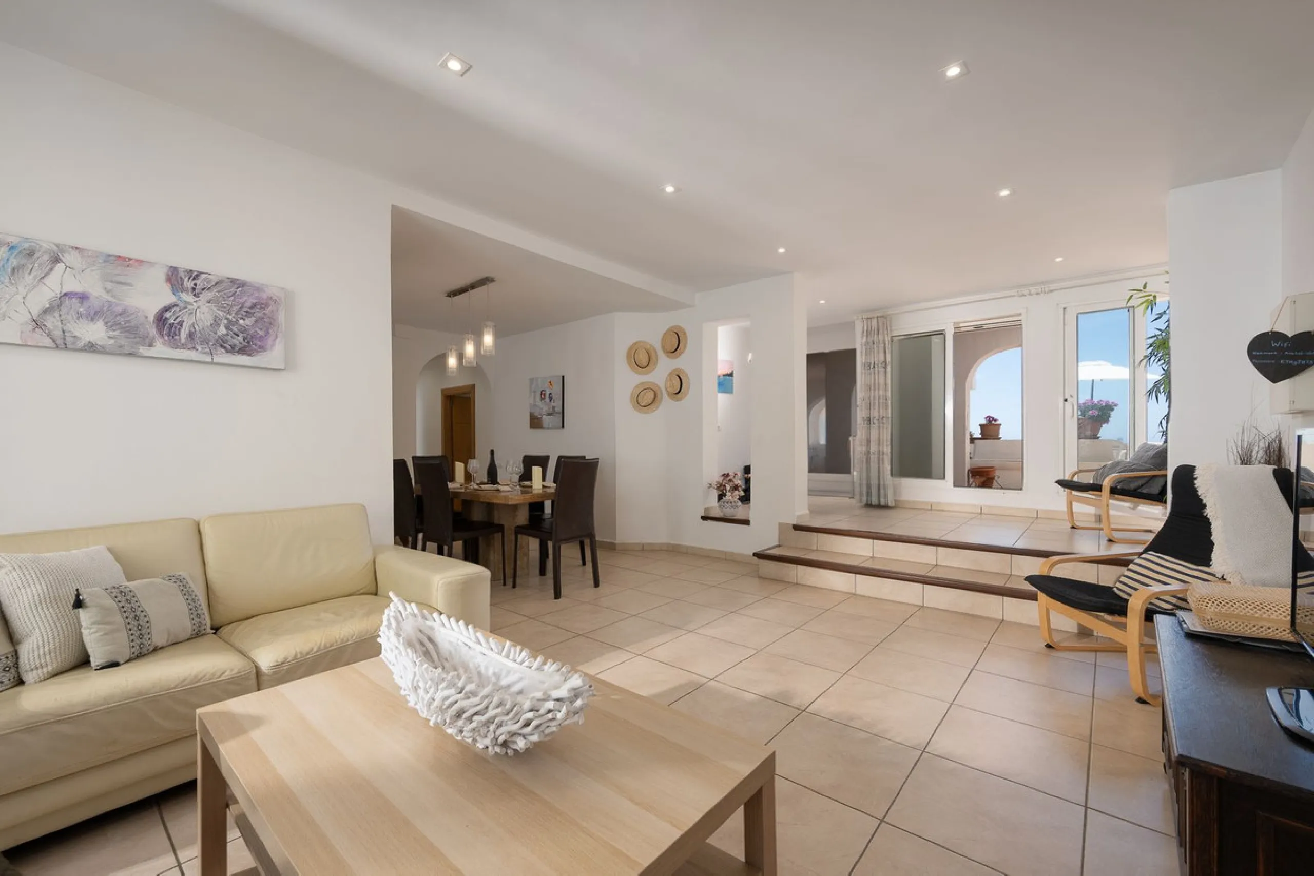 Imagine waking up metres away from the sea in a Front-line Beach apartment. This spacious 3-bedroom, 2-bathroom gem is designed for comfort and convenience, featuring a fully fitted kitchen that flows seamlessly into the open-plan living and dining area. 