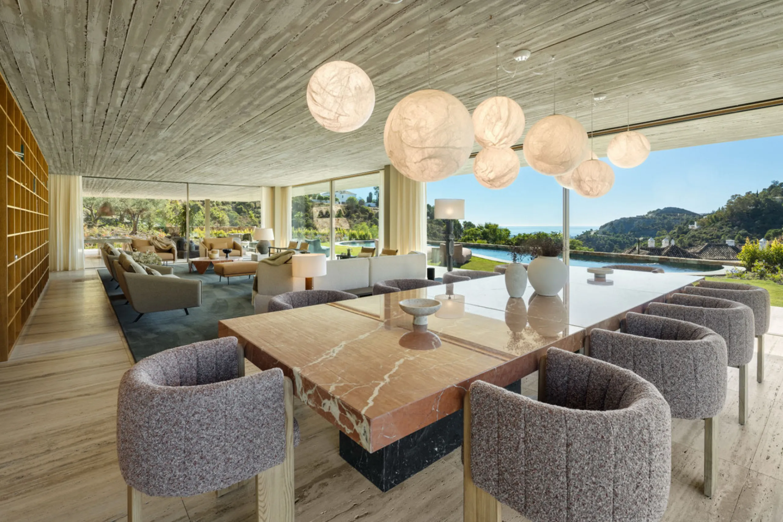 This Villa sets a new benchmark for refined living within the prestigious El Madroñal area in Benahavís.  Positioned in one of the most sought-after gated communities, the south-west facing villa offers sweeping panoramic views of the Mediterranean Sea an