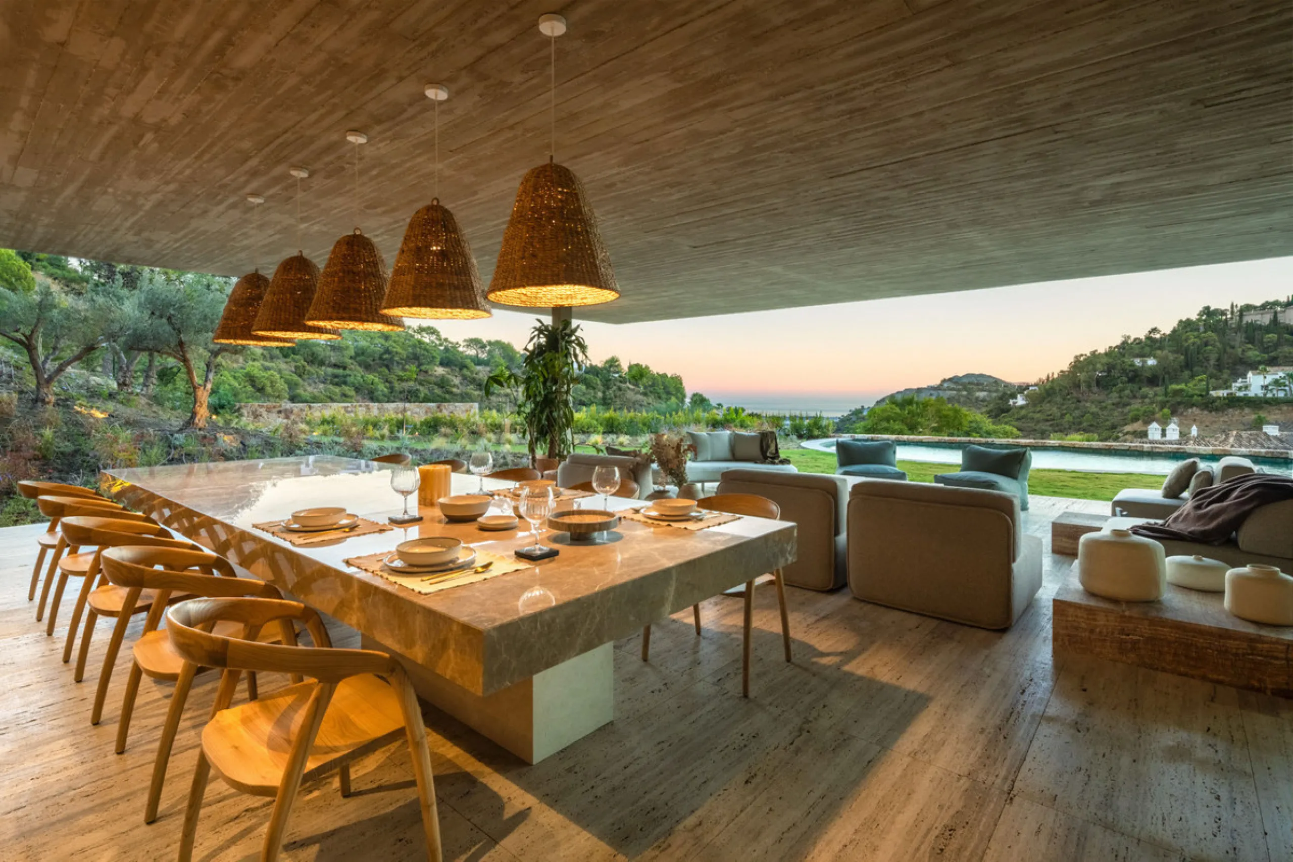 This Villa sets a new benchmark for refined living within the prestigious El Madroñal area in Benahavís.  Positioned in one of the most sought-after gated communities, the south-west facing villa offers sweeping panoramic views of the Mediterranean Sea an