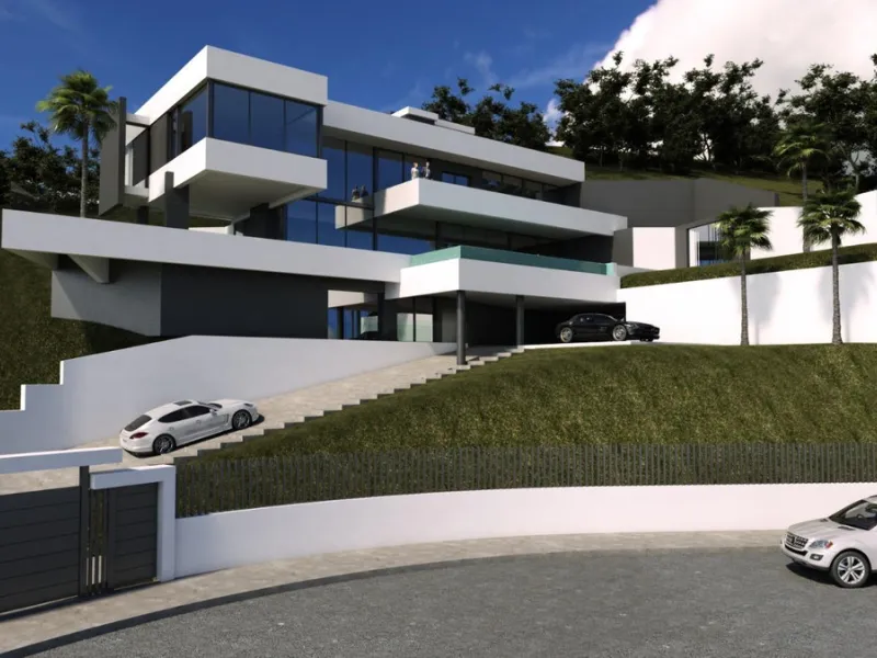 Land for sale in LOS ALTOS DE LOS MONTEROS urbanization, MARBELLA (MÁLAGA) with unobstructed views of the sea along with an attractive 4-storey single-family housing project, the building permit has been issued. The construction project is included in the