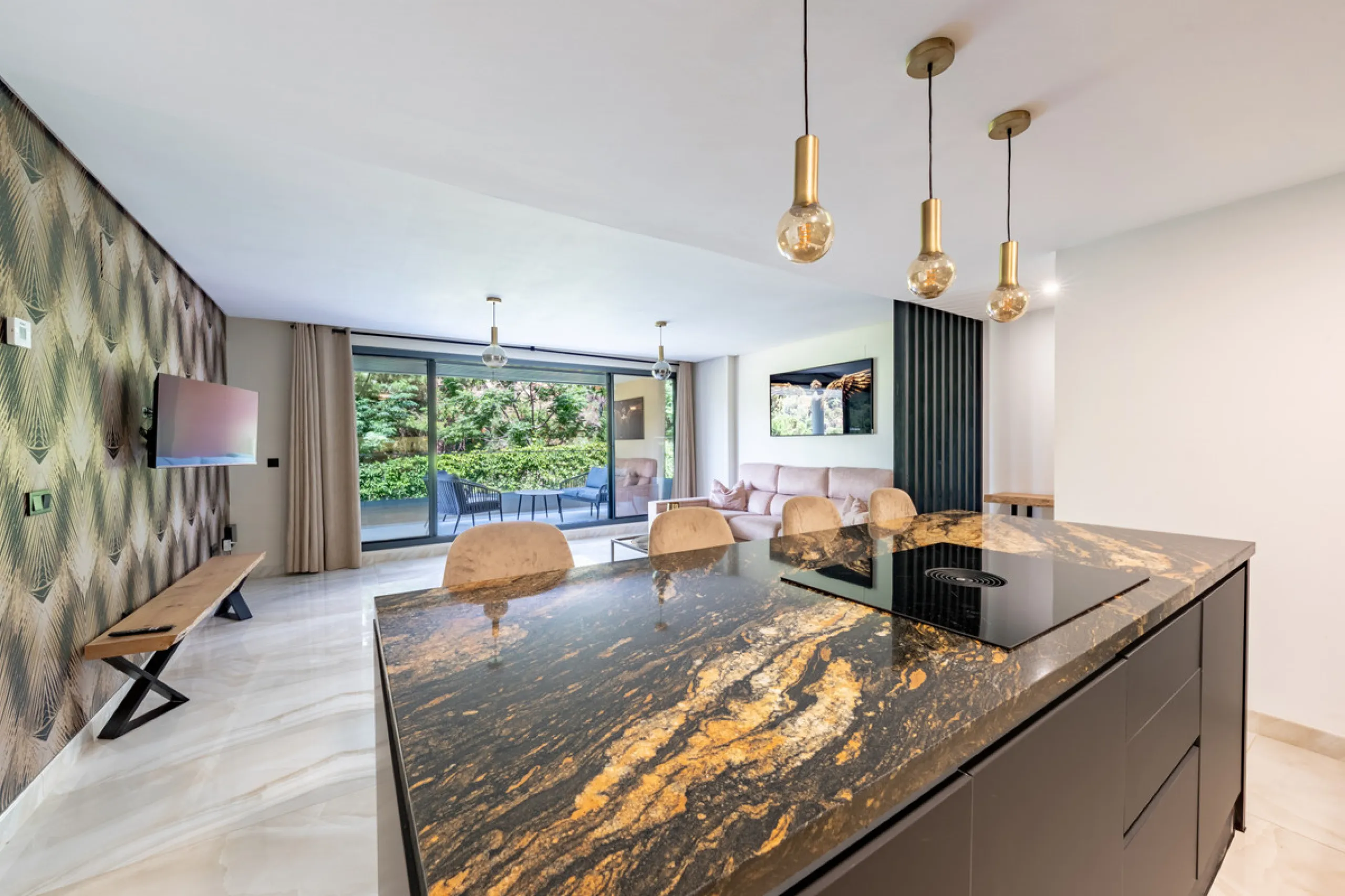 Welcome to this stunning property in the exclusive urbanization of La Alborada Homes in Benahavís. Completely renovated in 2022, this stylish apartment blends modern luxury, comfort, and a prime location with rental license already in place