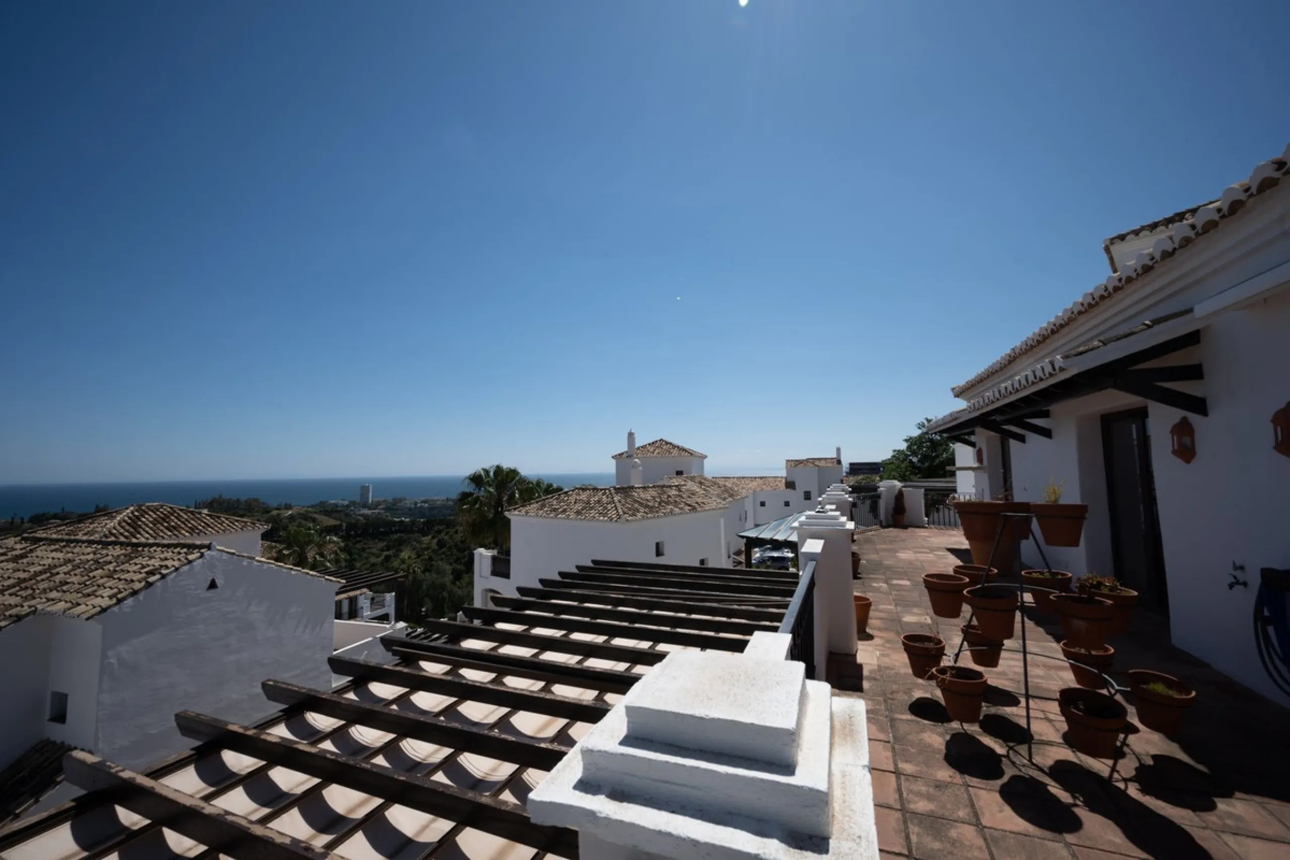 Nestled in the charming Andalusian-style urbanization of Pueblo Los Monteros in Altos de Marbella, this extraordinary apartment blends traditional elegance with modern sophistication. Originally two separate side-by-side duplex properties, this residence 