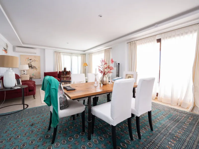 Nestled in the charming Andalusian-style urbanization of Pueblo Los Monteros in Altos de Marbella, this extraordinary apartment blends traditional elegance with modern sophistication. Originally two separate side-by-side duplex properties, this residence 