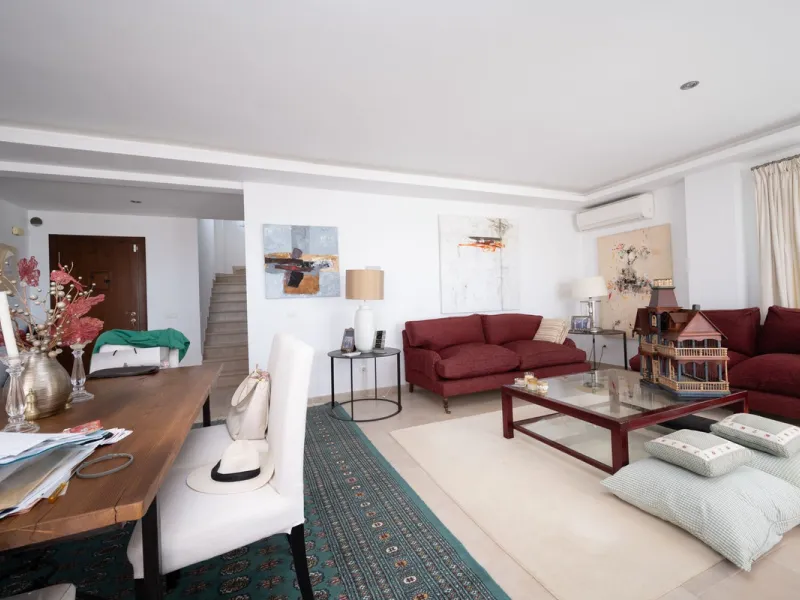 Nestled in the charming Andalusian-style urbanization of Pueblo Los Monteros in Altos de Marbella, this extraordinary apartment blends traditional elegance with modern sophistication. Originally two separate side-by-side duplex properties, this residence 