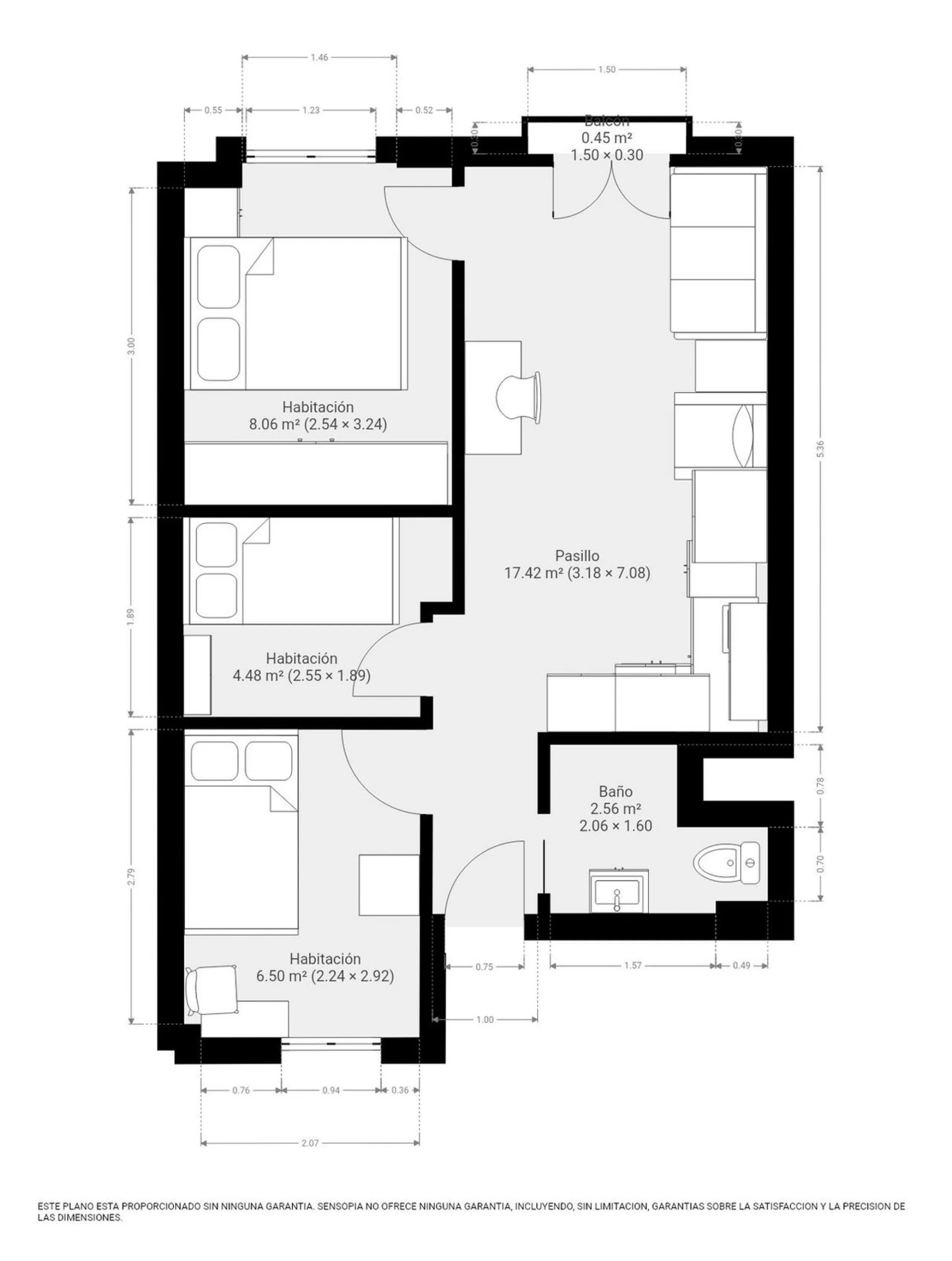 Apartment - Middle Floor Apartment в продаже в Málaga, Málaga. В доме 3 спален и 1 ванных комнат. Площадь дома 57 м²