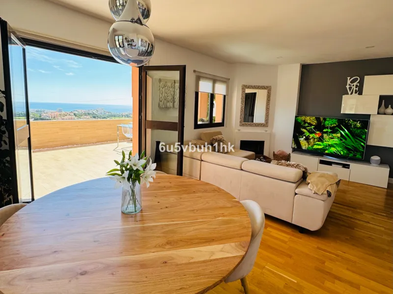 This beautiful corner house is the epitome of comfort, elegance, and breathtaking views. Featuring 3 spacious bedrooms, each with access to its own private terrace, you'll be able to enjoy panoramic views of both the stunning mountains and the serene sea 