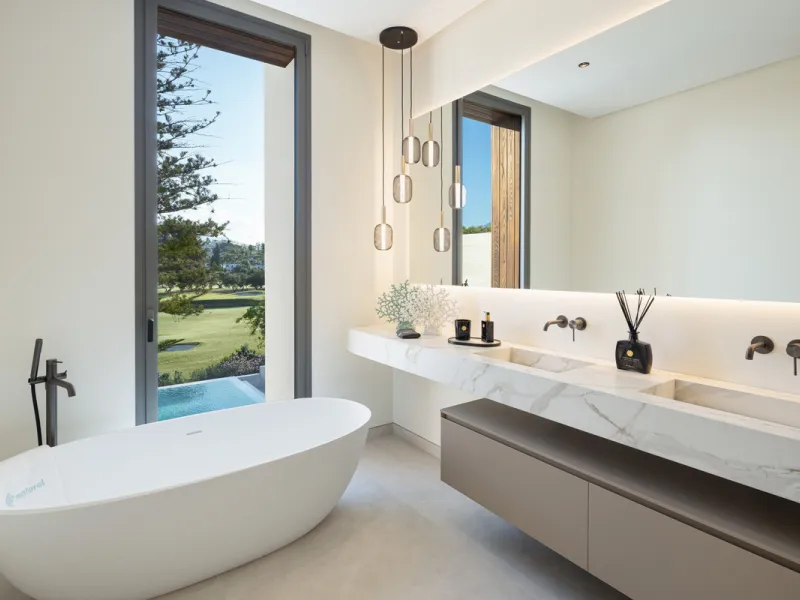 Villa Imagine is an exceptional frontline golf Villa for sale in Las Brisas. This property offers a luxurious living experience with modern design and natural beauty. This stunning villa, offers a thoughtfully crafted design by a renowned architect and de