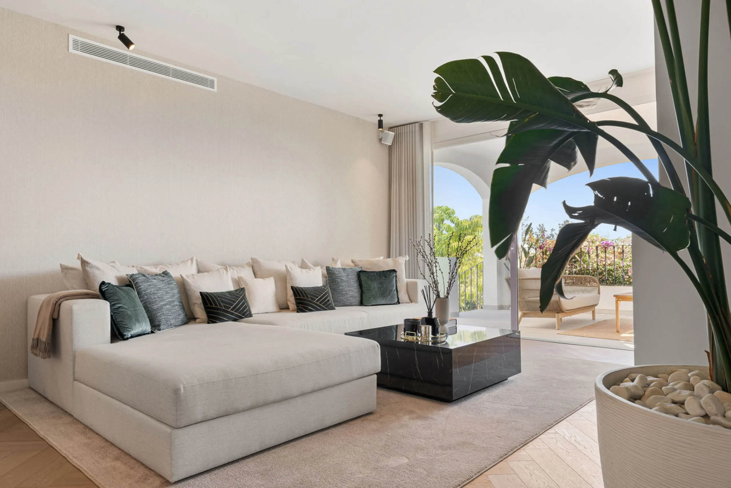 La Maison Saint Germain is an exceptional two-storey townhouse for sale  in the prestigious Golden Mile, a highly sought-after area known for its refined residences, excellent amenities, and seamless connectivity to Marbella's finest offerings. This newly