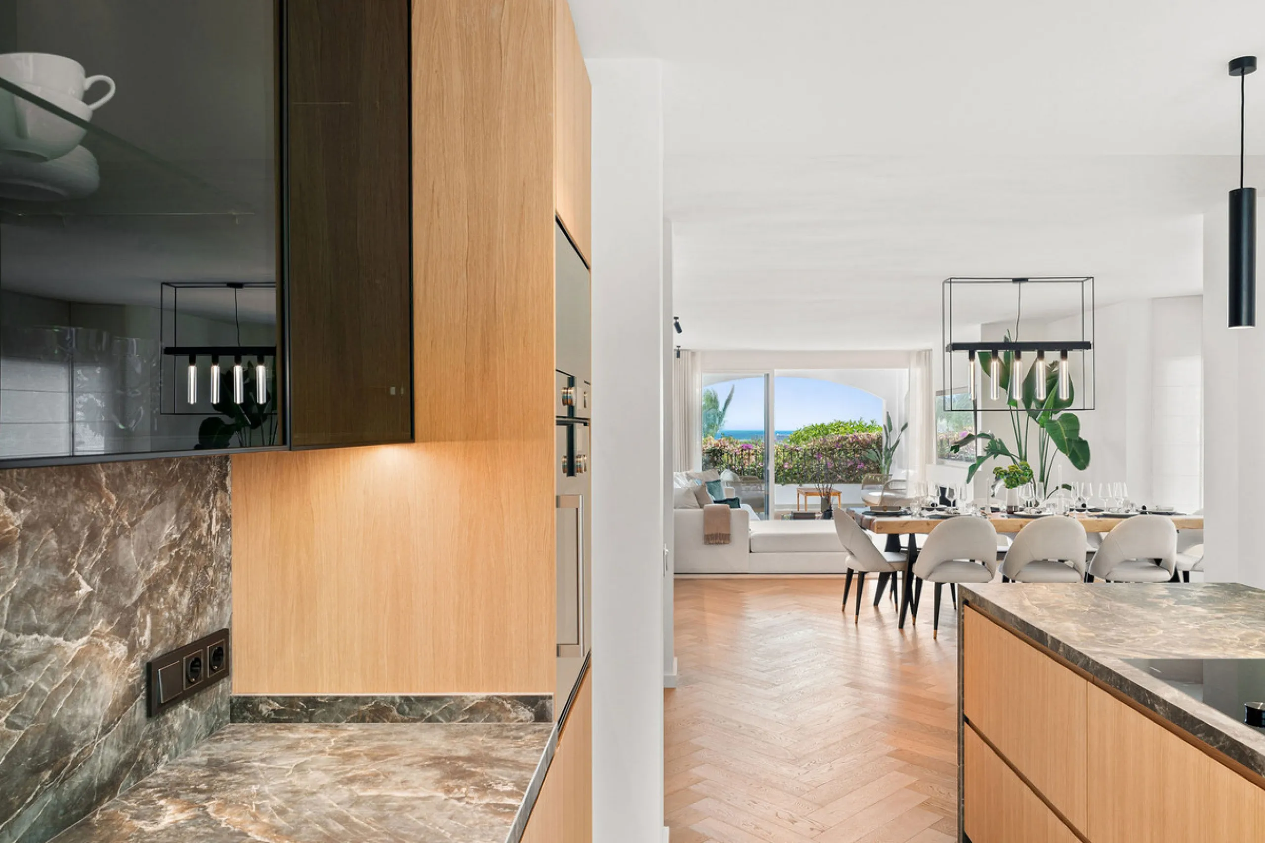 La Maison Saint Germain is an exceptional two-storey townhouse for sale  in the prestigious Golden Mile, a highly sought-after area known for its refined residences, excellent amenities, and seamless connectivity to Marbella's finest offerings. This newly