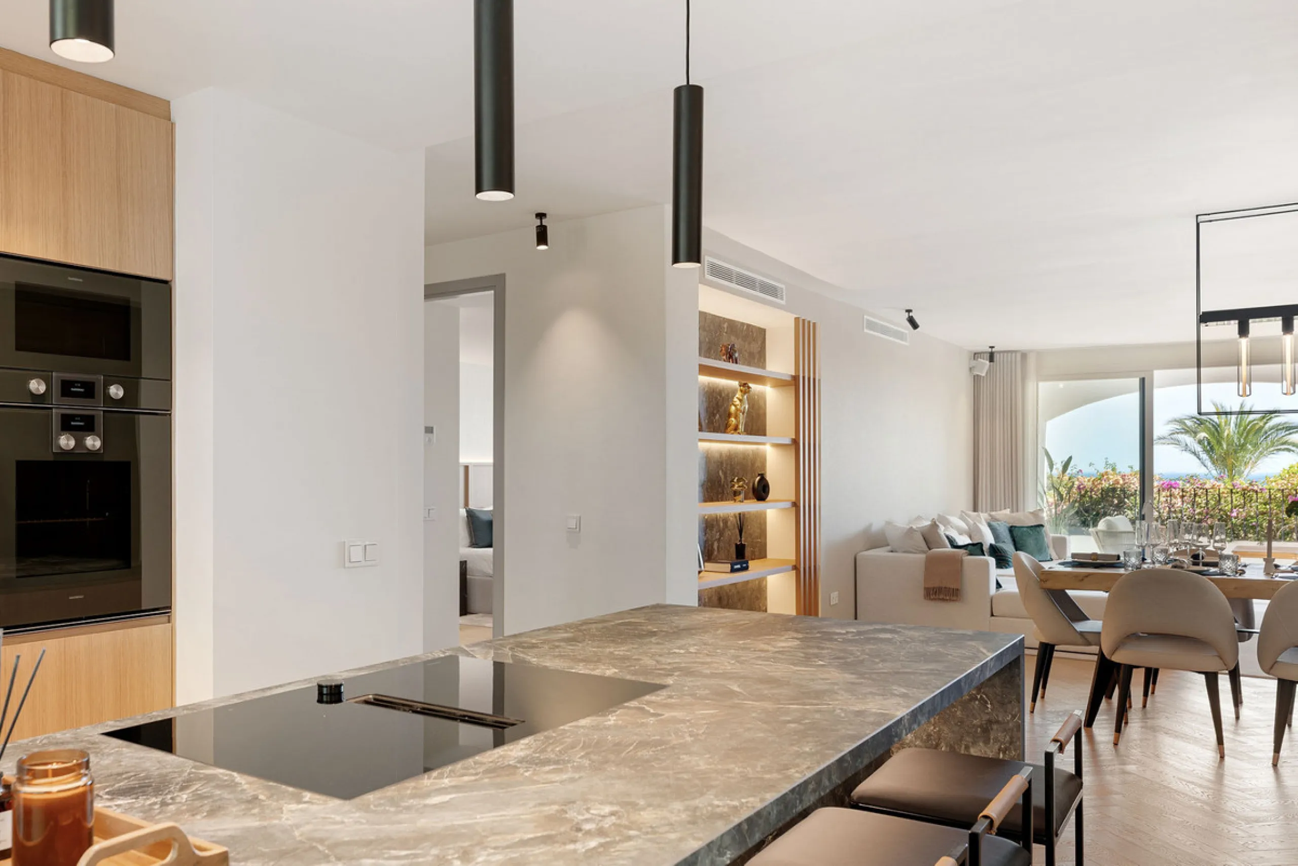 La Maison Saint Germain is an exceptional two-storey townhouse for sale  in the prestigious Golden Mile, a highly sought-after area known for its refined residences, excellent amenities, and seamless connectivity to Marbella's finest offerings. This newly