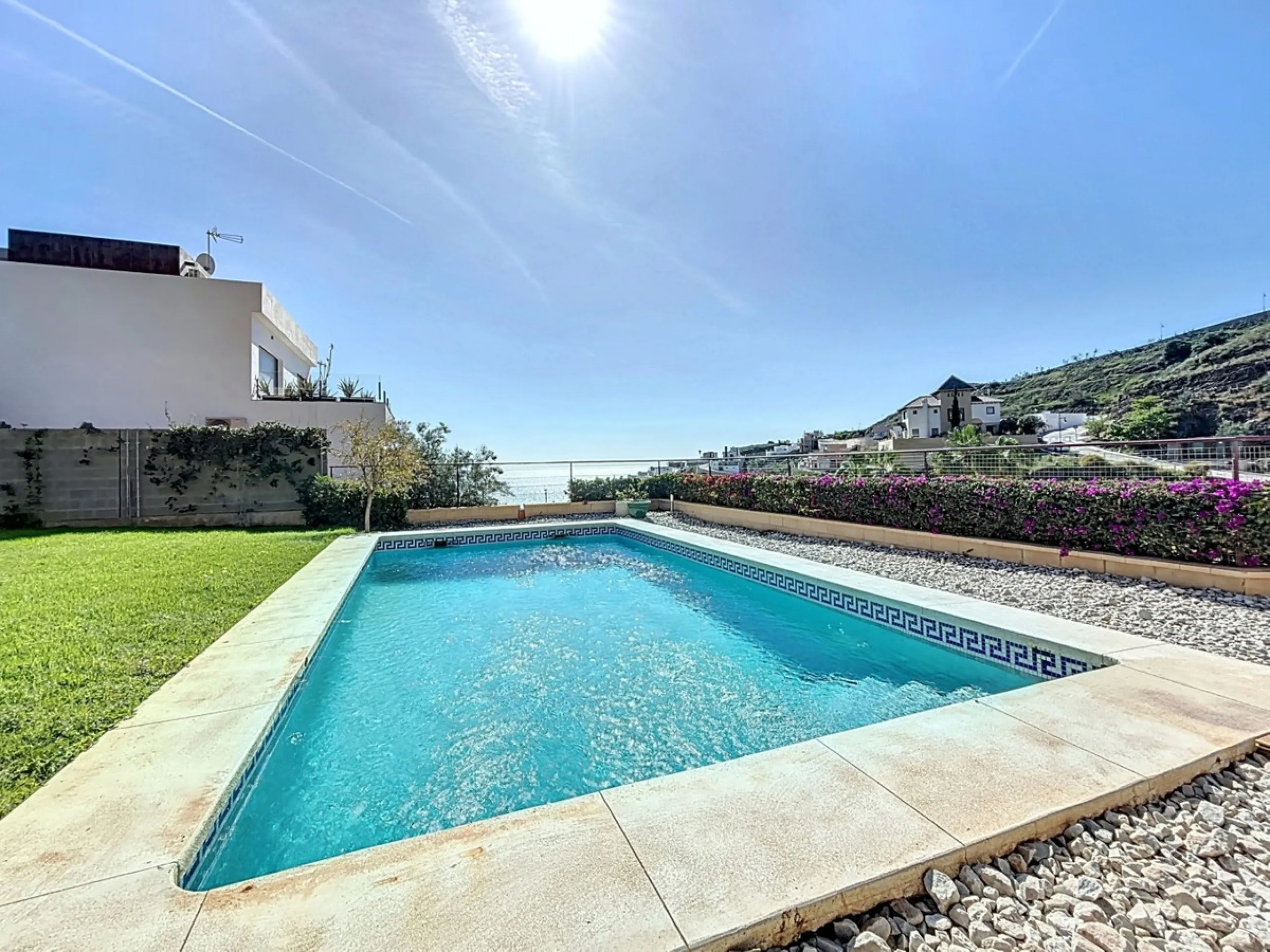 This luxurious Mediterranean villa in Torrox, Málaga, is spread across two floors and offers breathtaking sea views. The property is designed with sustainability in mind and is a true zero-energy home, maintaining a comfortable temperature year-round than