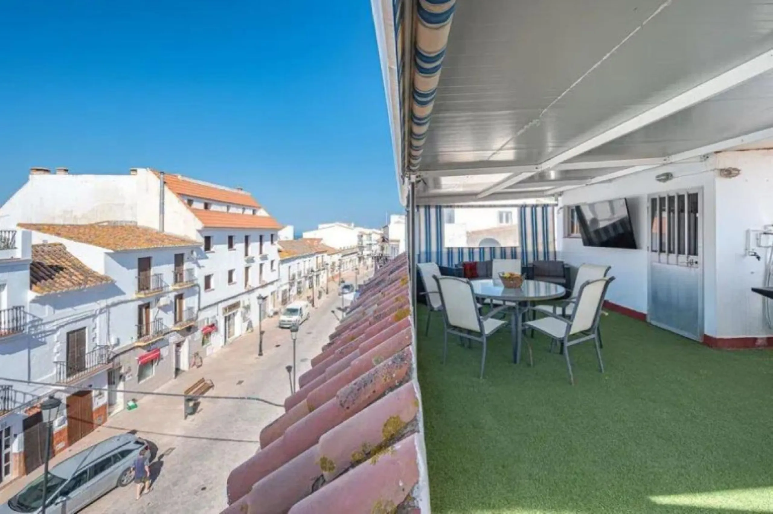 515 m2 building with 5 apartments and 1 fully equipped bar/cafeteria commercial space on Calle Mar, next to the Pharmacy, Tobacco Shop, Lottery Administration, Town Hall, Bars and Shops, in the heart of Manilva Pueblo, renovated in September 2024.