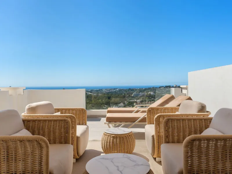 This stunning 2-bedroom, 2-bathroom penthouse is located in the newly built luxury complex, Nine Lions Residences. Set within an exclusive gated community, the apartment offers breathtaking panoramic views of the Mediterranean Sea. Designed for modern com