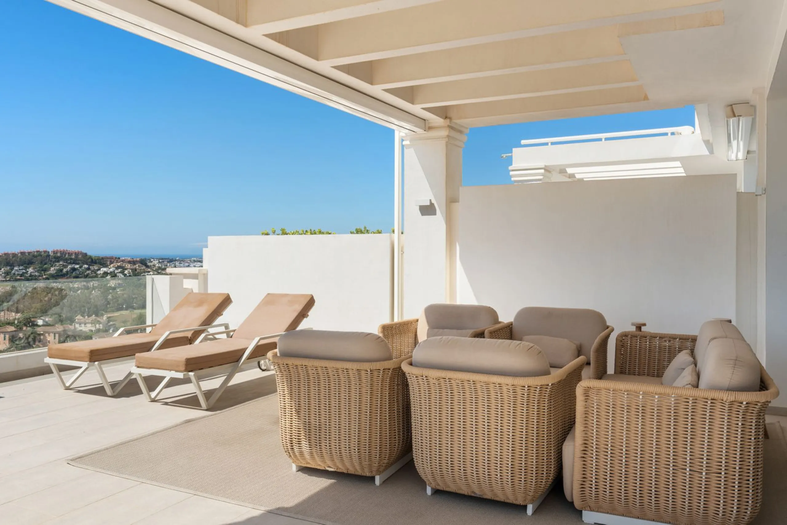 This stunning 2-bedroom, 2-bathroom penthouse is located in the newly built luxury complex, Nine Lions Residences. Set within an exclusive gated community, the apartment offers breathtaking panoramic views of the Mediterranean Sea. Designed for modern com