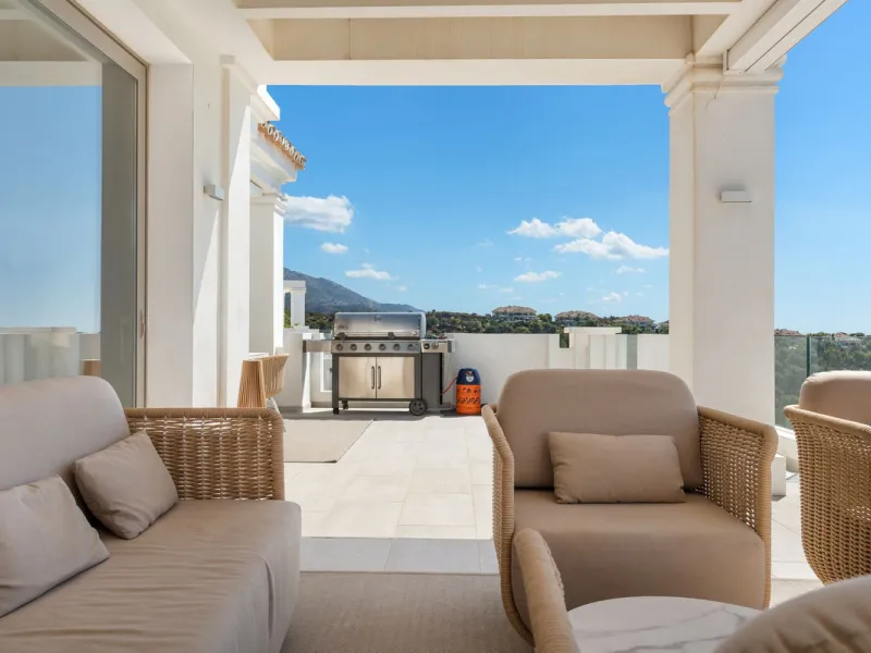 This stunning 2-bedroom, 2-bathroom penthouse is located in the newly built luxury complex, Nine Lions Residences. Set within an exclusive gated community, the apartment offers breathtaking panoramic views of the Mediterranean Sea. Designed for modern com