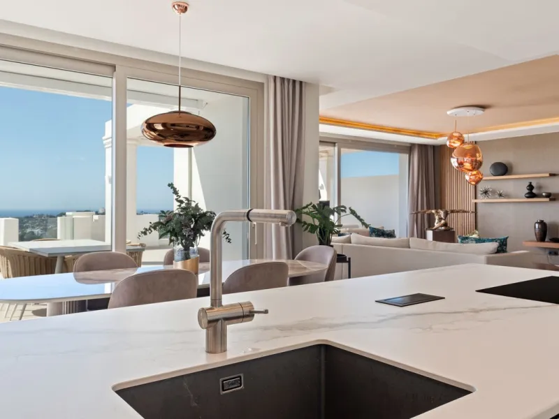 This stunning 2-bedroom, 2-bathroom penthouse is located in the newly built luxury complex, Nine Lions Residences. Set within an exclusive gated community, the apartment offers breathtaking panoramic views of the Mediterranean Sea. Designed for modern com