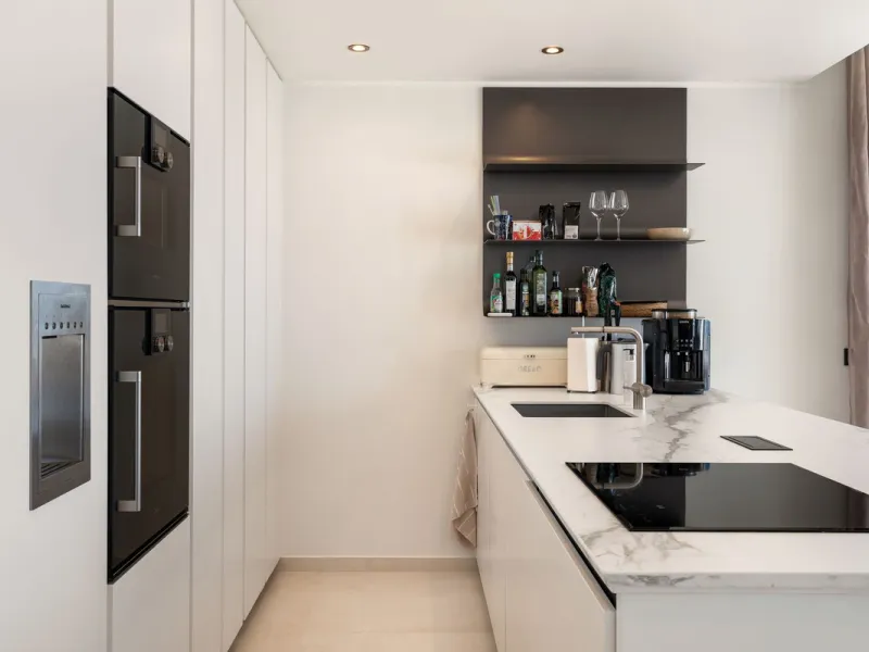 This stunning 2-bedroom, 2-bathroom penthouse is located in the newly built luxury complex, Nine Lions Residences. Set within an exclusive gated community, the apartment offers breathtaking panoramic views of the Mediterranean Sea. Designed for modern com