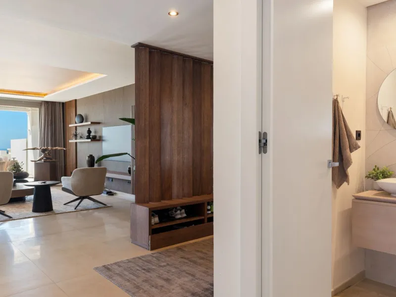 This stunning 2-bedroom, 2-bathroom penthouse is located in the newly built luxury complex, Nine Lions Residences. Set within an exclusive gated community, the apartment offers breathtaking panoramic views of the Mediterranean Sea. Designed for modern com