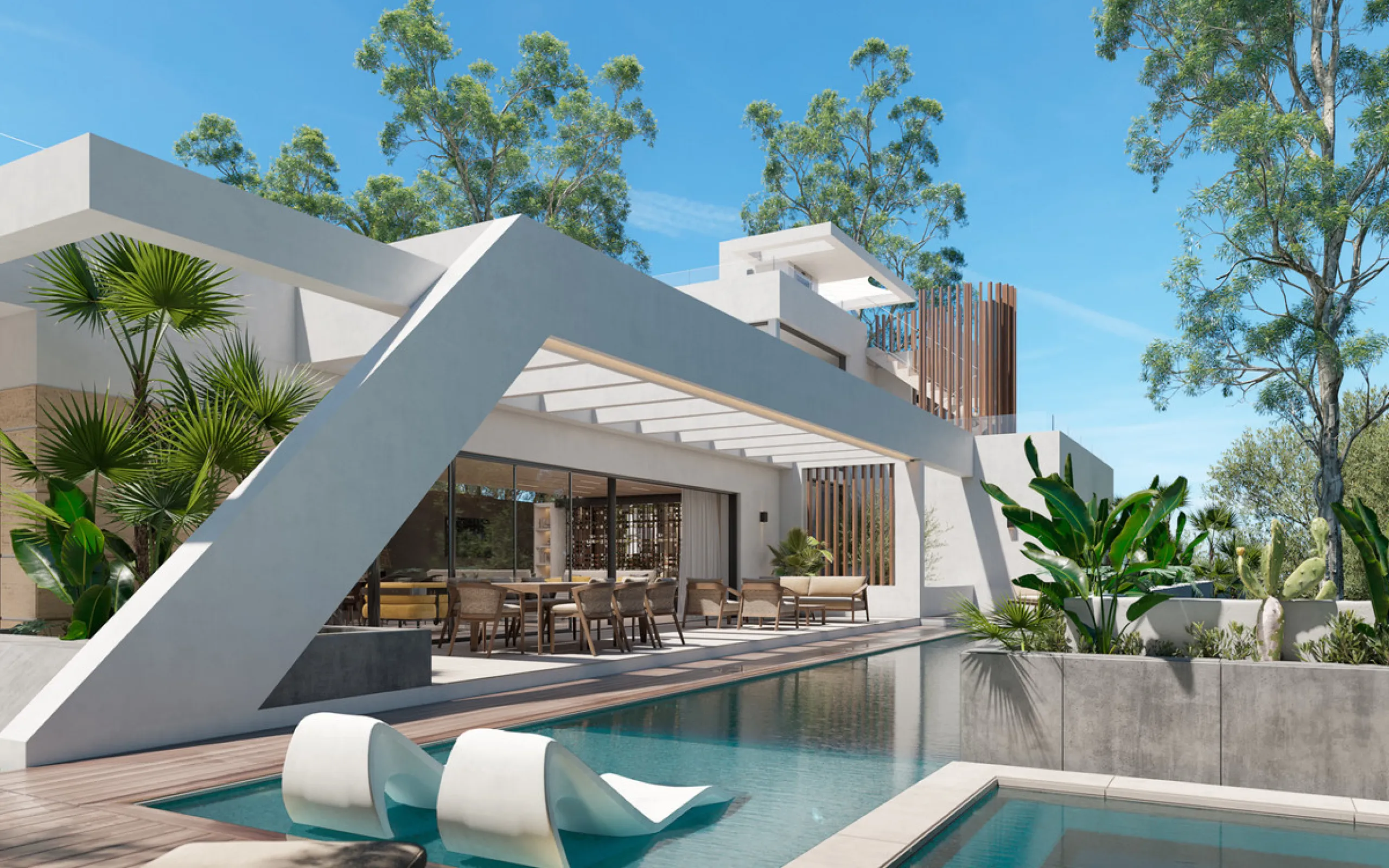Villa Gardenias is a brand new luxury villa in Nueva Andalucia, just minutes from Puerto Banus and Marbella's beaches. Set on an 800m² plot with 465m² of living space, this modern home combines elegant design with exceptional comfort. The villa offers ope
