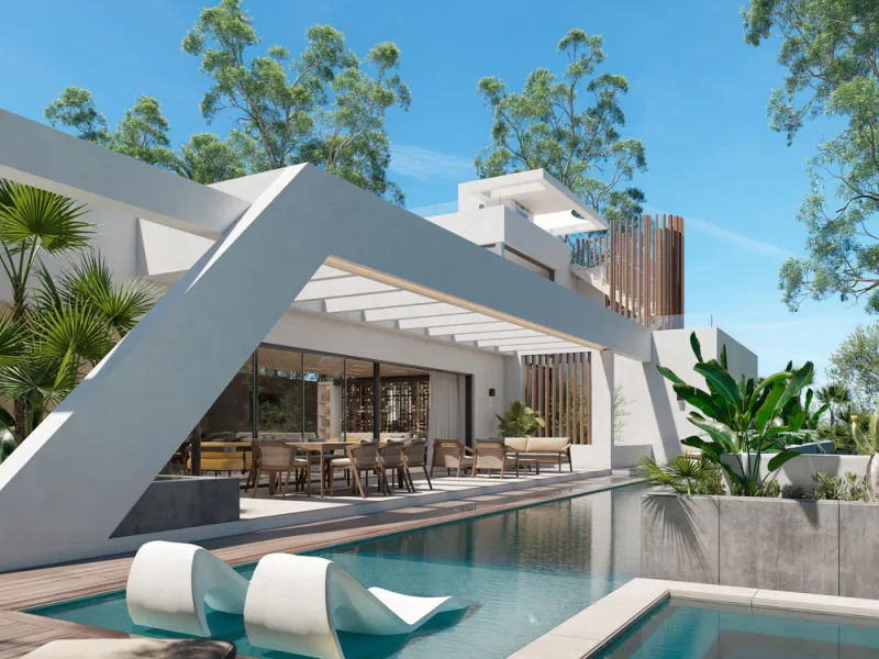 Villa Gardenias is a brand new luxury villa in Nueva Andalucia, just minutes from Puerto Banus and Marbella's beaches. Set on an 800m² plot with 465m² of living space, this modern home combines elegant design with exceptional comfort. The villa offers ope