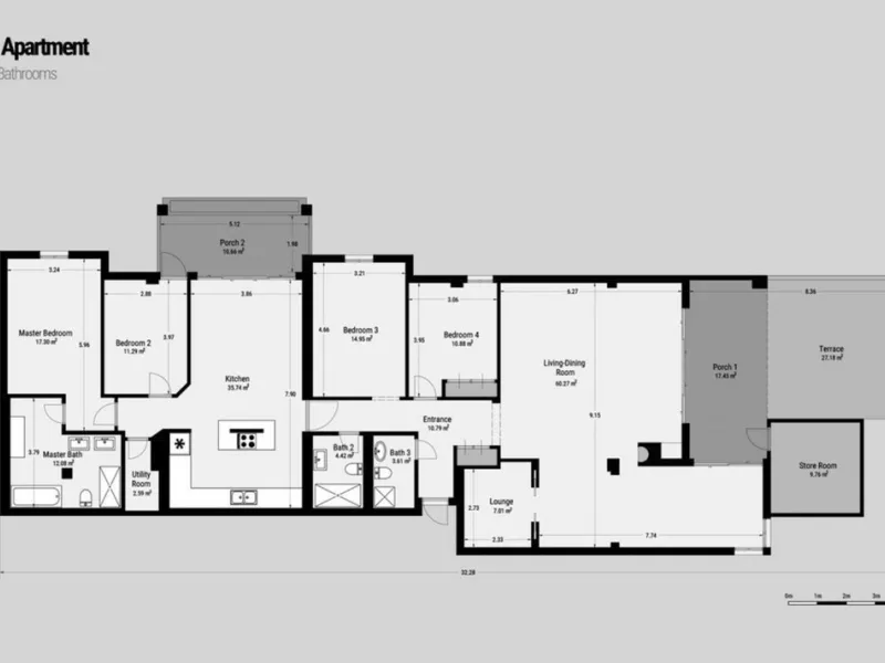Fantastic 4 bedroom apartement with panoramic sea and mountain views,very private many facilities such as sauna gym 24 security and reception walking distance to