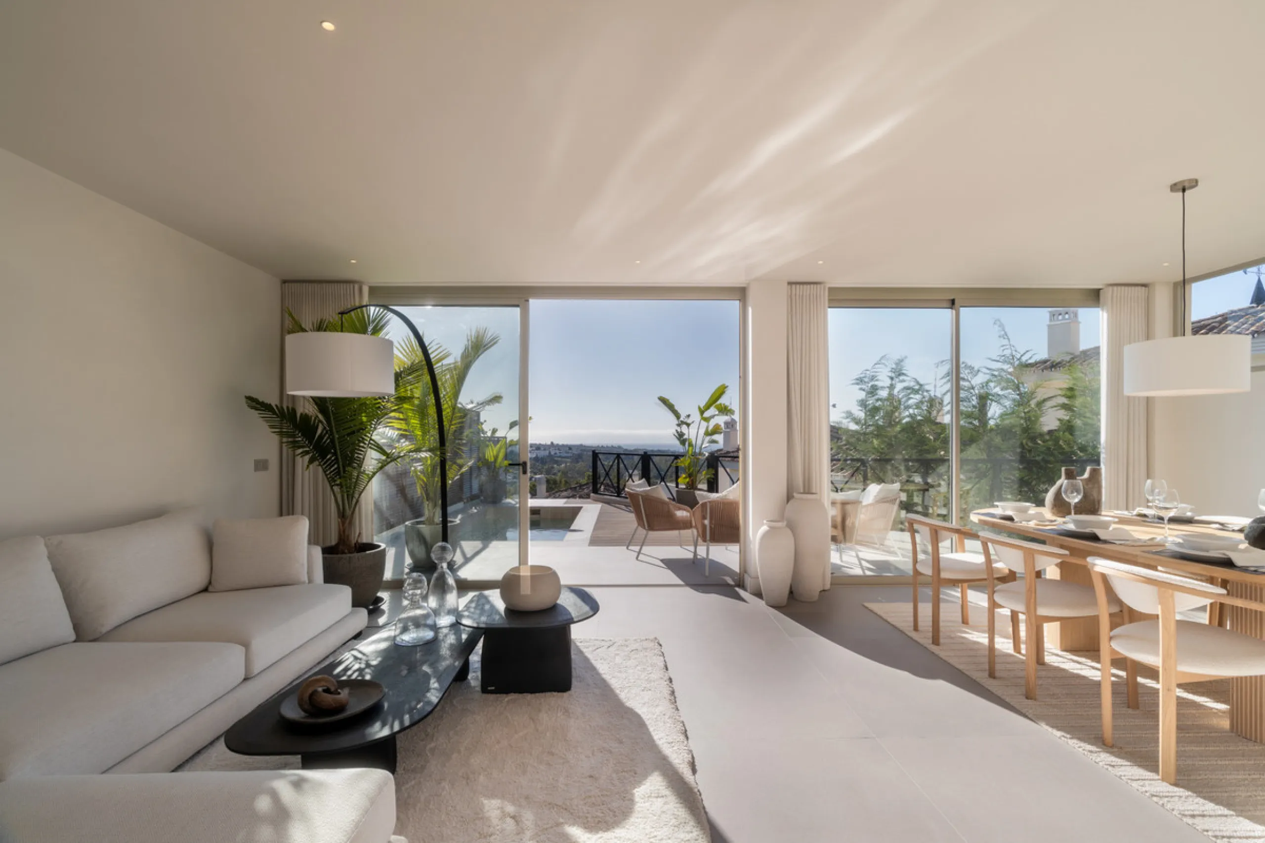 This exquisite 3-bedroom ground-floor apartment in Nueva Andalucía, Marbella, epitomizes modern luxury and comfort. Recently renovated to the highest standards, the property features an open-plan living and dining area, perfectly designed for seamless ent