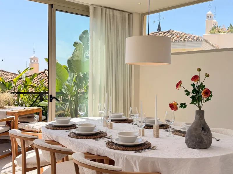 This exquisite 3-bedroom ground-floor apartment in Nueva Andalucía, Marbella, epitomizes modern luxury and comfort. Recently renovated to the highest standards, the property features an open-plan living and dining area, perfectly designed for seamless ent