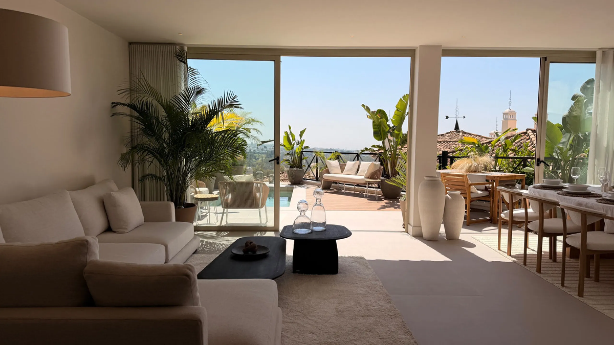 This exquisite 3-bedroom ground-floor apartment in Nueva Andalucía, Marbella, epitomizes modern luxury and comfort. Recently renovated to the highest standards, the property features an open-plan living and dining area, perfectly designed for seamless ent