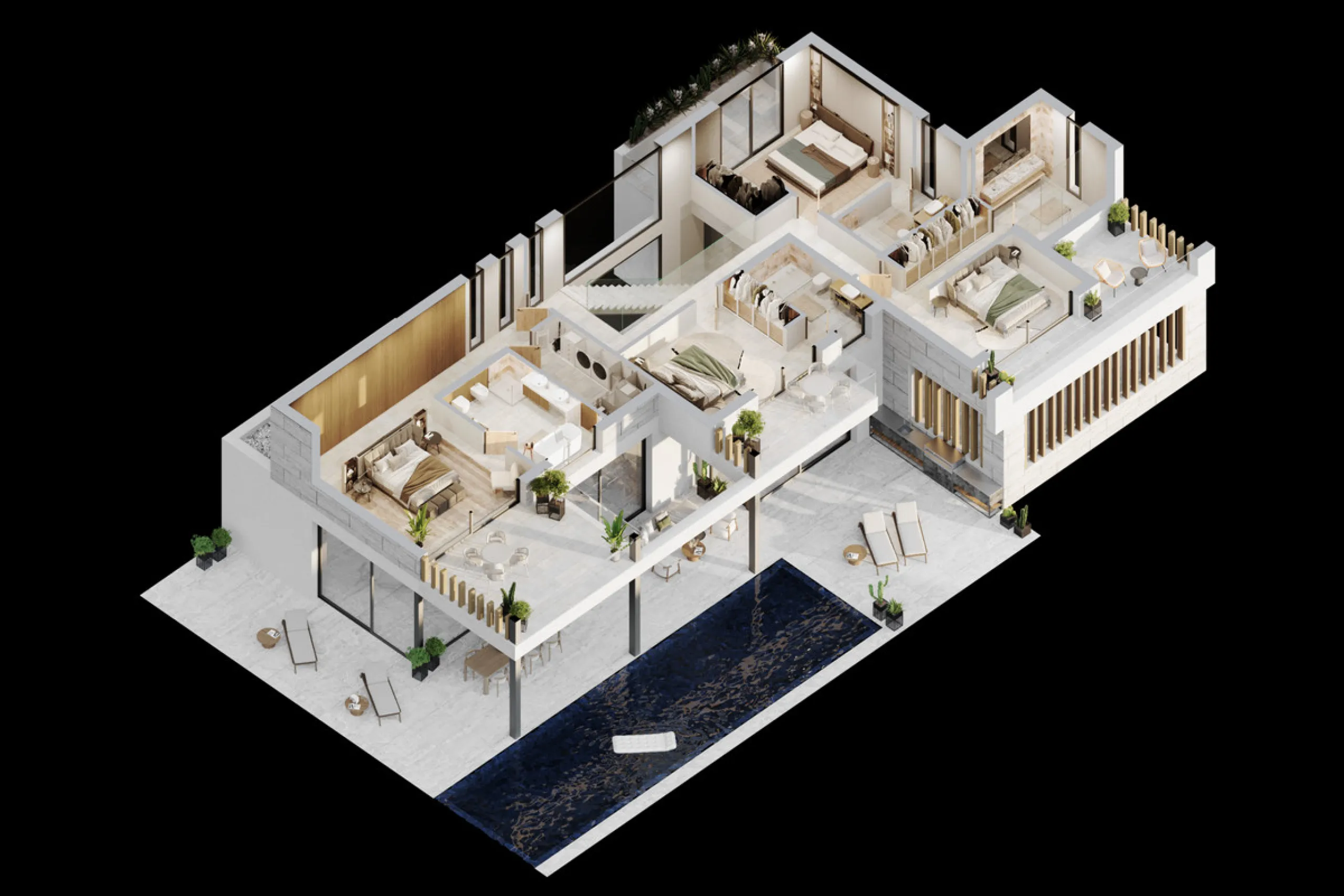 Designed for those who value space, privacy, and understated elegance, this exceptional villa sits on a private plot of 1,041.19 m² in one of the most desirable enclaves of the New Golden Mile.