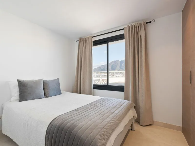 A very special penthouse situated 2nd line to the beach right in the centre of Estepona. The penthouse and terraces occupy the whole of the 6th floor on this building making it one of a kind and very private. The good size living and dining room have acce