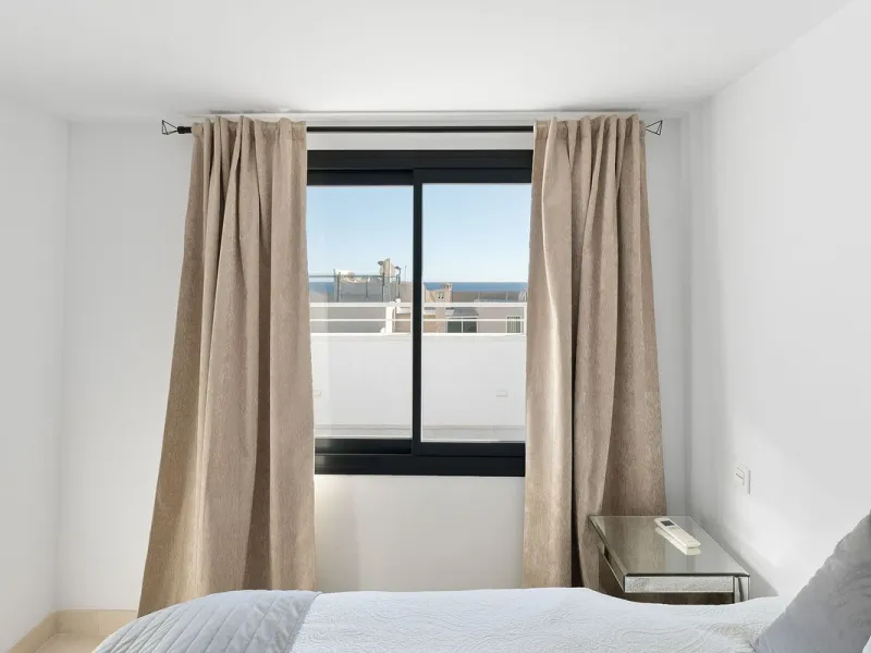 A very special penthouse situated 2nd line to the beach right in the centre of Estepona. The penthouse and terraces occupy the whole of the 6th floor on this building making it one of a kind and very private. The good size living and dining room have acce
