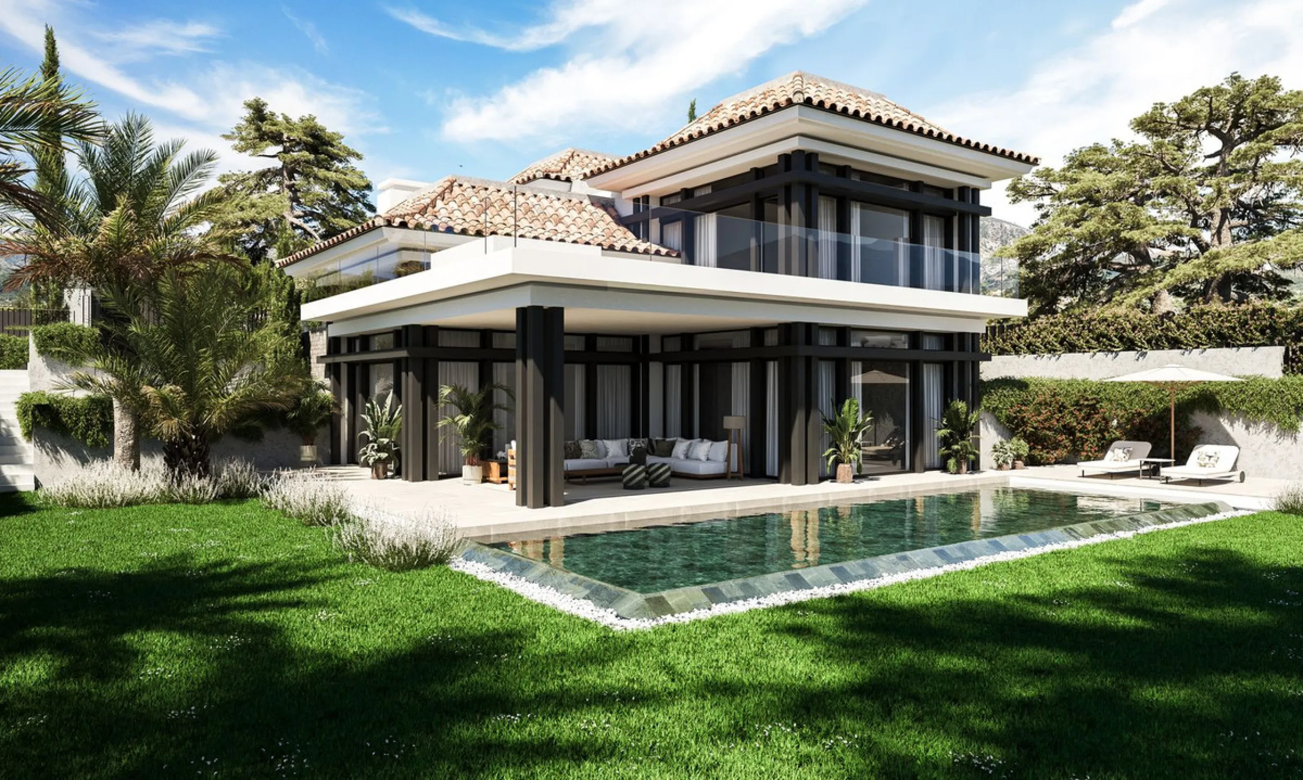 House - Detached Villa в продаже в Marbella, Málaga. В доме 4 спален и 6 ванных комнат. Площадь дома 618 м². Площадь участка 1100 м²