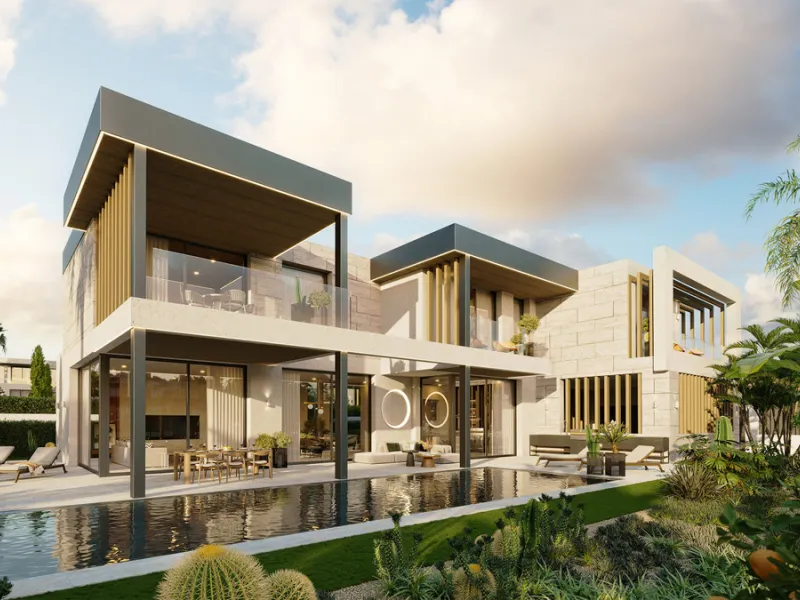 House - Detached Villa в продаже в Estepona, Málaga. В доме 5 спален и 6 ванных комнат. Площадь дома 355 м². Площадь участка 1040 м²