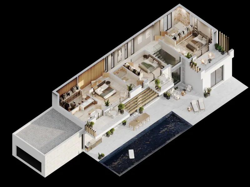 House - Detached Villa в продаже в Estepona, Málaga. В доме 5 спален и 6 ванных комнат. Площадь дома 355 м². Площадь участка 1040 м²
