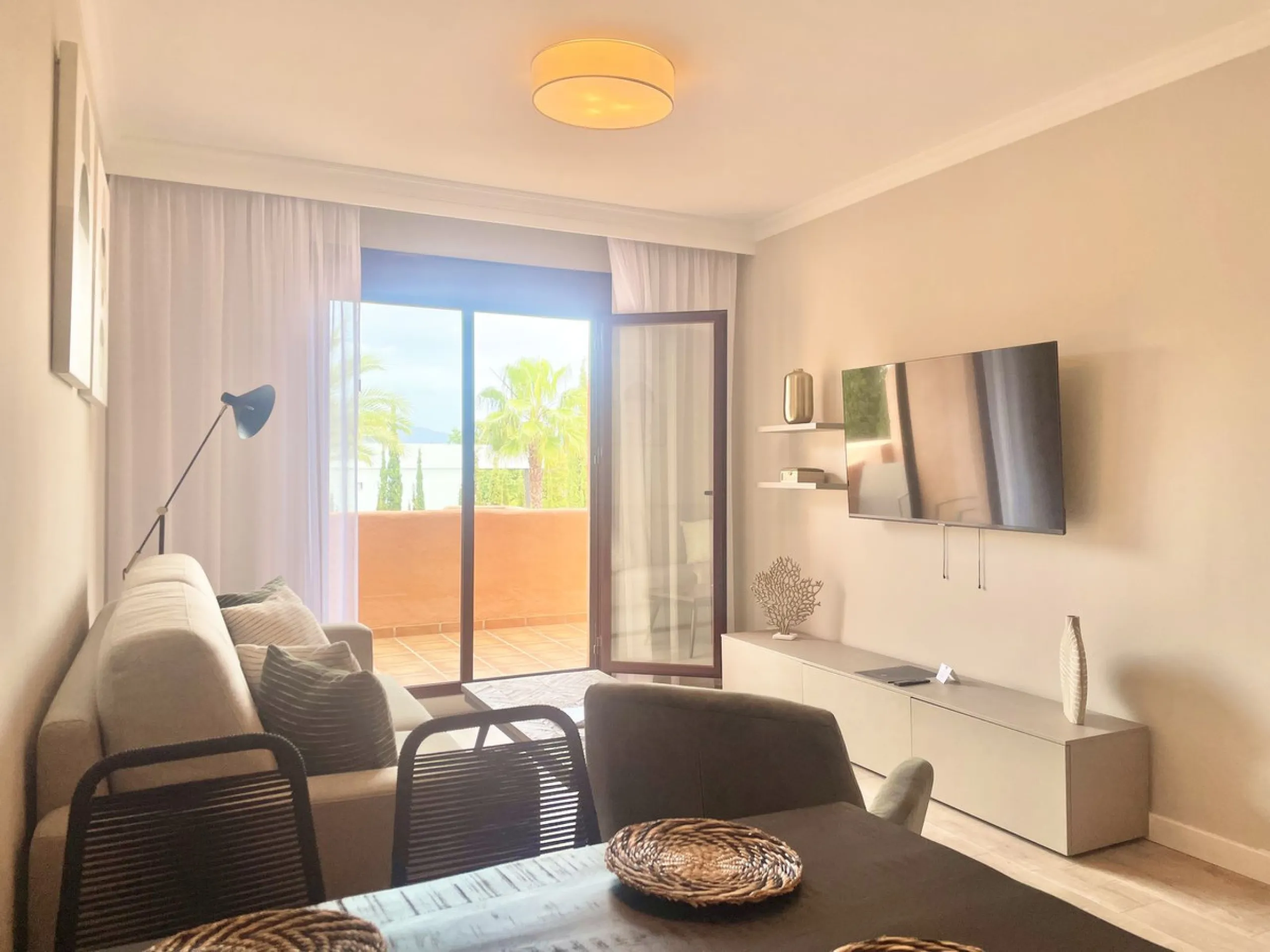 A stunning 2-bedroom, 2-bathroom, first floor apartment in a wonderful resort, offering Sea, Golf, and Mountain Views.