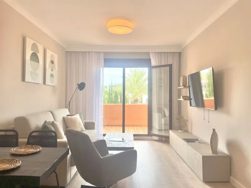 A stunning 2-bedroom, 2-bathroom, first floor apartment in a wonderful resort, offering Sea, Golf, and Mountain Views.