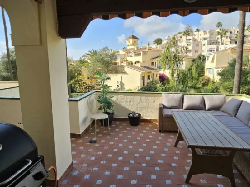 It is located in a beautiful residential area close to everything. The property has very well maintained gardens and a communal swimming pool. The beach, restaurants, supermarkets… All amenities are within walking distance.